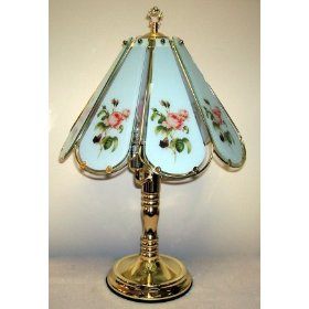 8 Panel Table Touch Lamp Tiffany Antique Rose