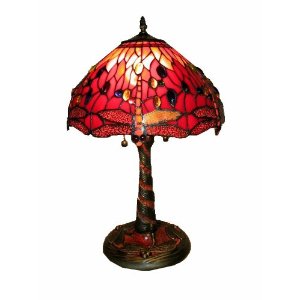 Tiffany Style Red Dragonfly Lamp