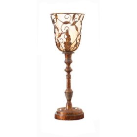 Torchiere Table Lamp with Antique Glass Shade